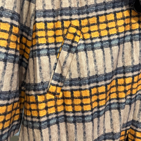 Printed Spread Collar Subway Tile Plaid Cut-Away Coat - Size L/XL - Picture 7 of 11